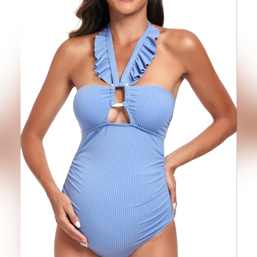 East Elegant Maternity Swimsuit with Ruffle Detail NWT